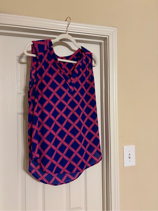 41 Hawthorn Tops - 41 Hawthorn Navy and Pink Lattice Print Sleeveless Top